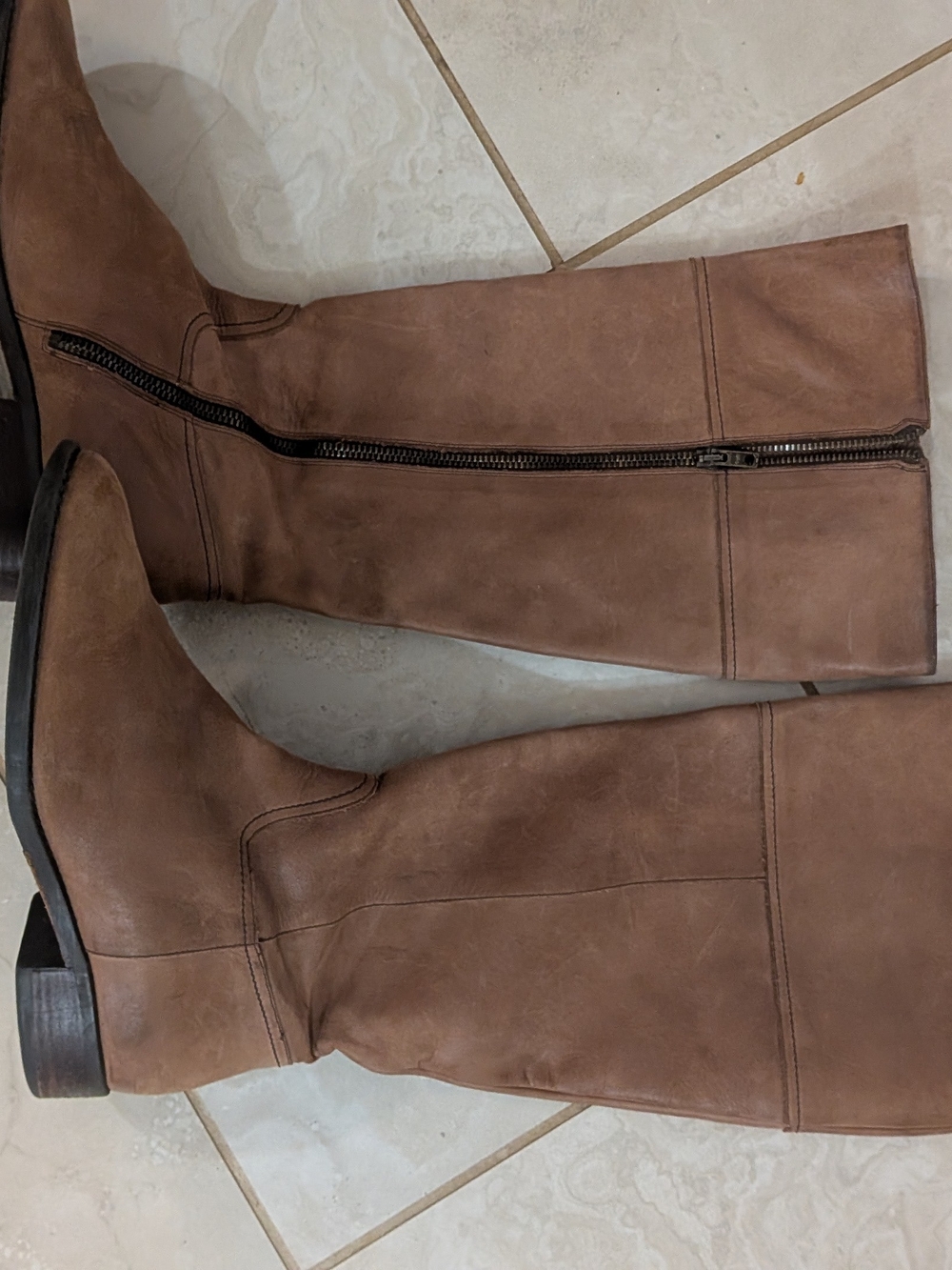 J. Crew Tall Zip Leather Riding Boots in Chestnut Brown